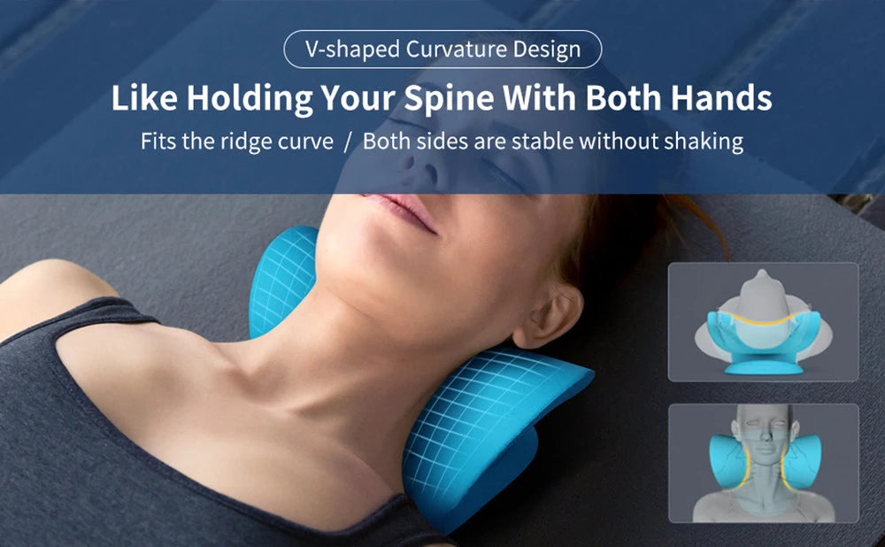 Neck Shoulder Stretcher Relaxer Cervical Chiropractic Traction Device Massage Pillow for Cervical Spine Alignment Massage Tools