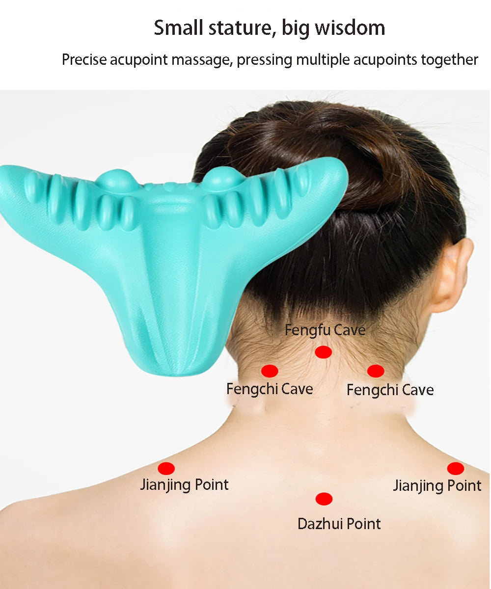 Neck Shoulder Stretcher Relaxer Cervical Chiropractic Traction Device Massage Pillow for Cervical Spine Alignment Massage Tools