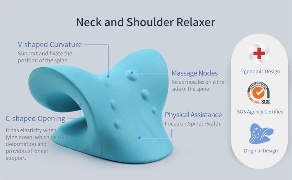 Neck Shoulder Stretcher Relaxer Cervical Chiropractic Traction Device Massage Pillow for Cervical Spine Alignment Massage Tools