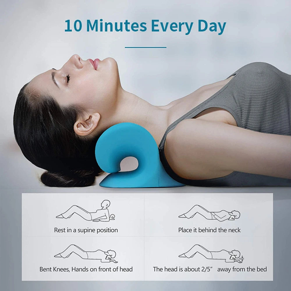 Neck Shoulder Stretcher Relaxer Cervical Chiropractic Traction Device Massage Pillow for Cervical Spine Alignment Massage Tools